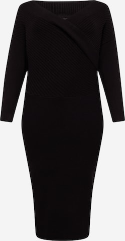 River Island Plus - Vestido de punto en negro: frente