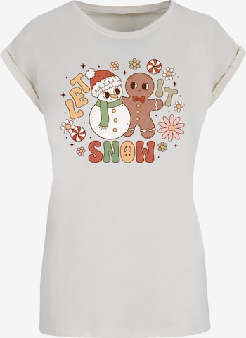 F4NT4STIC T-Shirt 'Let It Snow Groovy Christmas Gingerbread' in Beige: Vorderseite