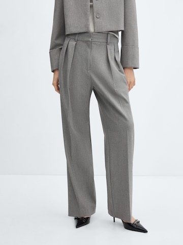 MANGO Wide leg Pleated Pants 'Colorado' in Grey