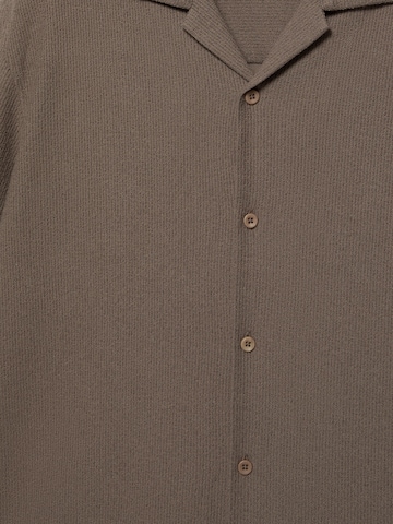 Pull&Bear Comfort fit Button Up Shirt in Brown