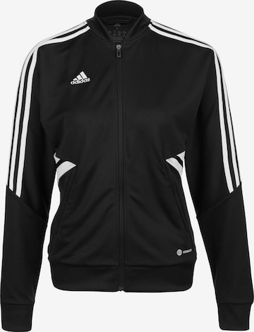 ADIDAS PERFORMANCE Athletic Zip-Up Hoodie 'Condivo 22' in Black: front