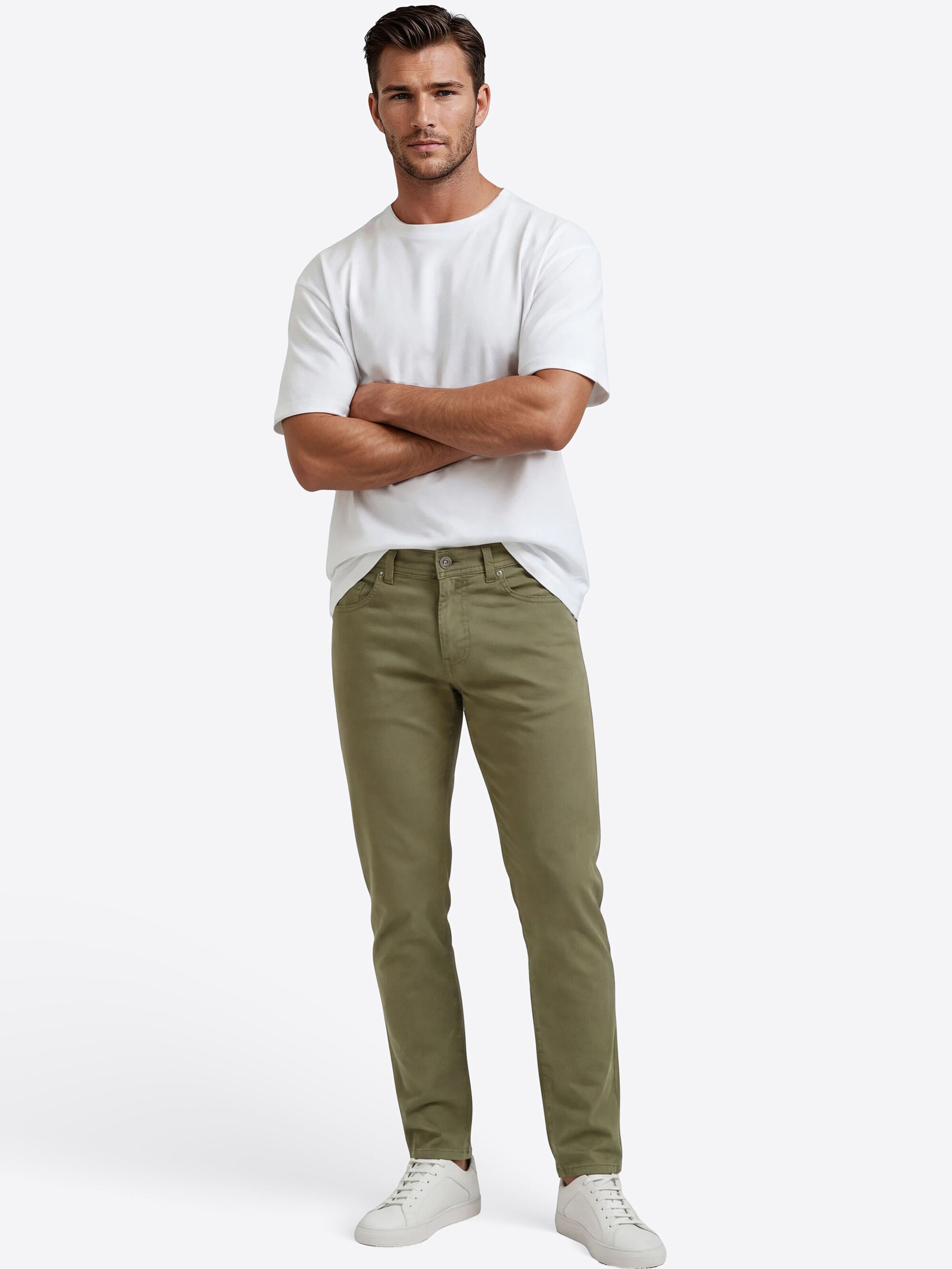 Effilé Pantalon 'Lyon' PIERRE CARDIN en vert