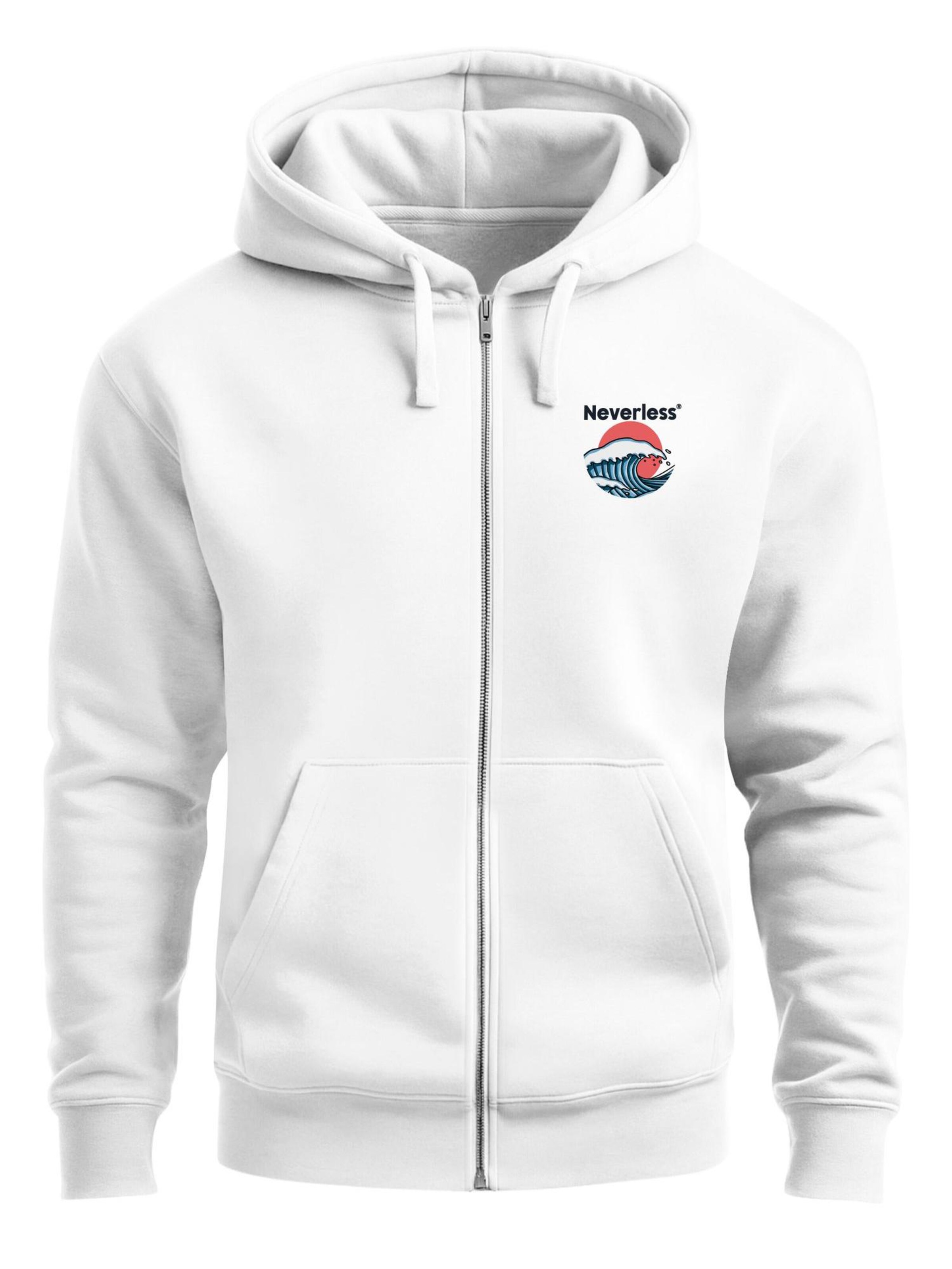 Neverless Sweatjacke 'Japan Wave'‌‌‌‌‌‌‌ in Weiß: Vorderseite