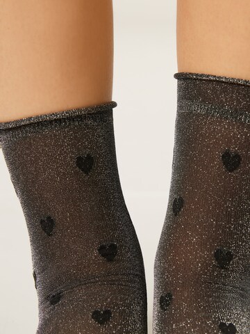 CALZEDONIA Socks 'GLITTER & HEARTS' in Black