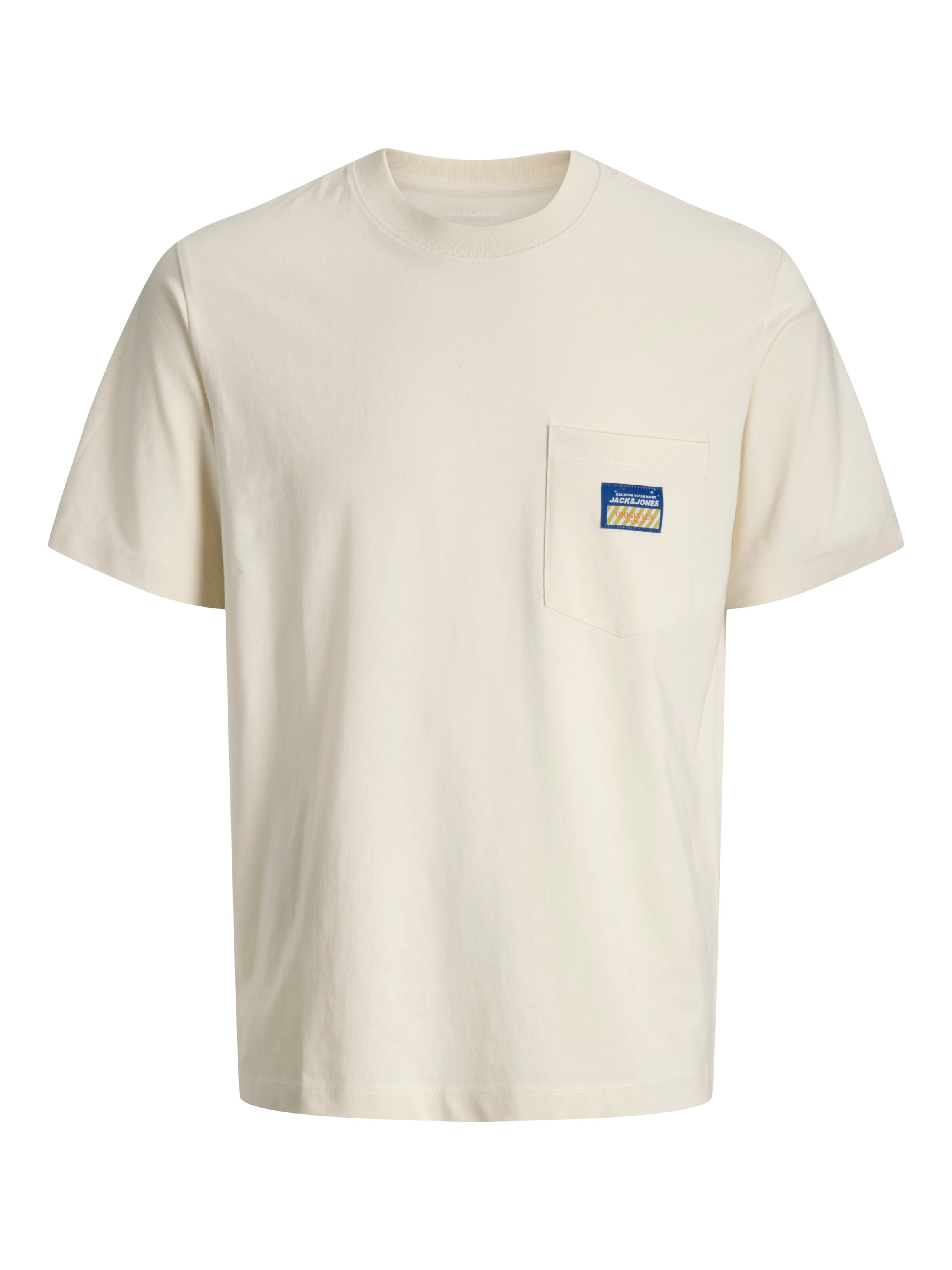 JACK & JONES Majica 'JORPOCKY' v velikosti S  | azur / rumena / volneno bela barva, Prikaz izdelka