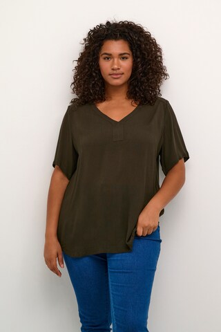 KAFFE CURVE Shirt 'Ami' in Groen: voorkant