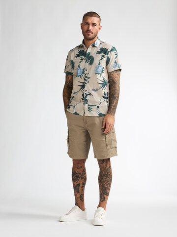 Petrol Industries Regular fit Button Up Shirt 'Pulsar' in Beige