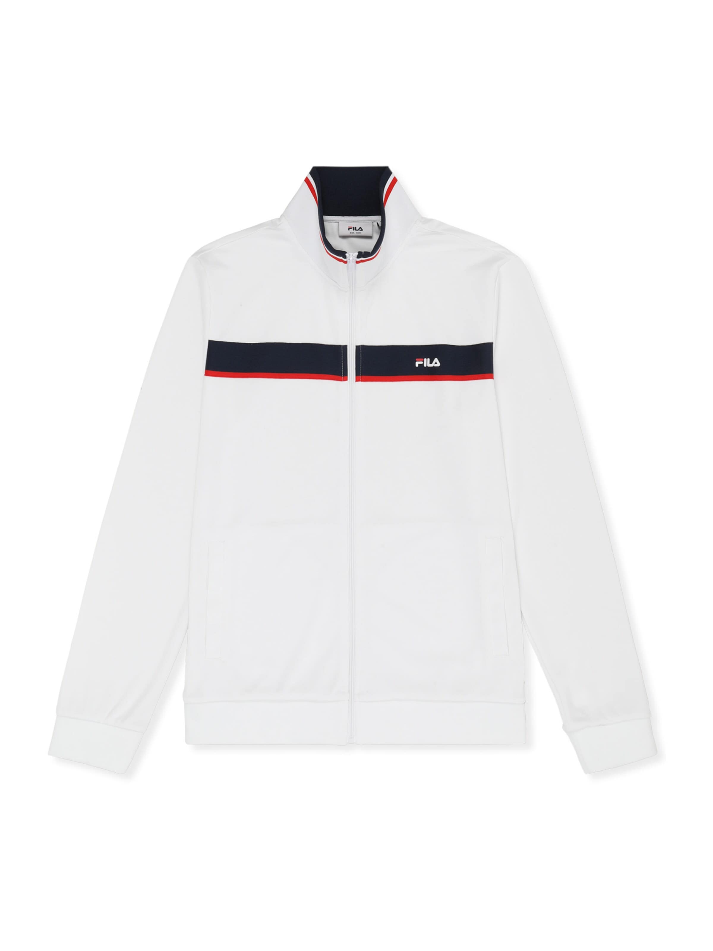 FILA - Sudadera con cremallera 'SAGANO regular taped track jacket' en blanco