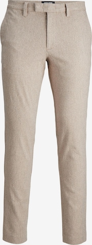 JACK & JONES Slimfit Lærredsbukser 'MARCO' i beige: forside