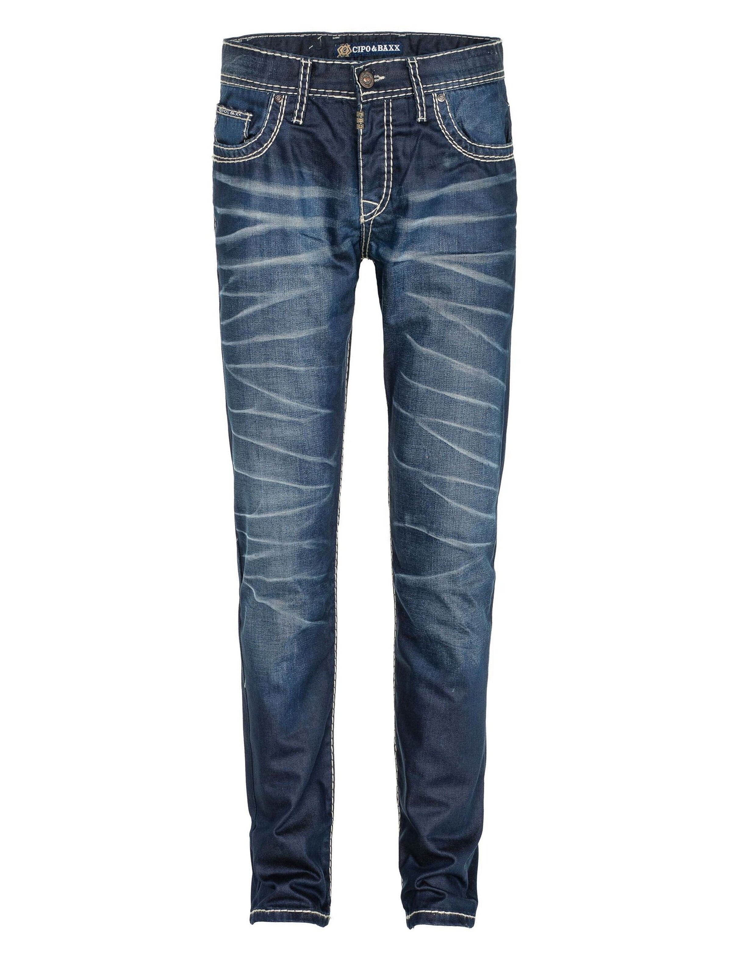 Coupe slim Jean CIPO & BAXX en bleu : devant