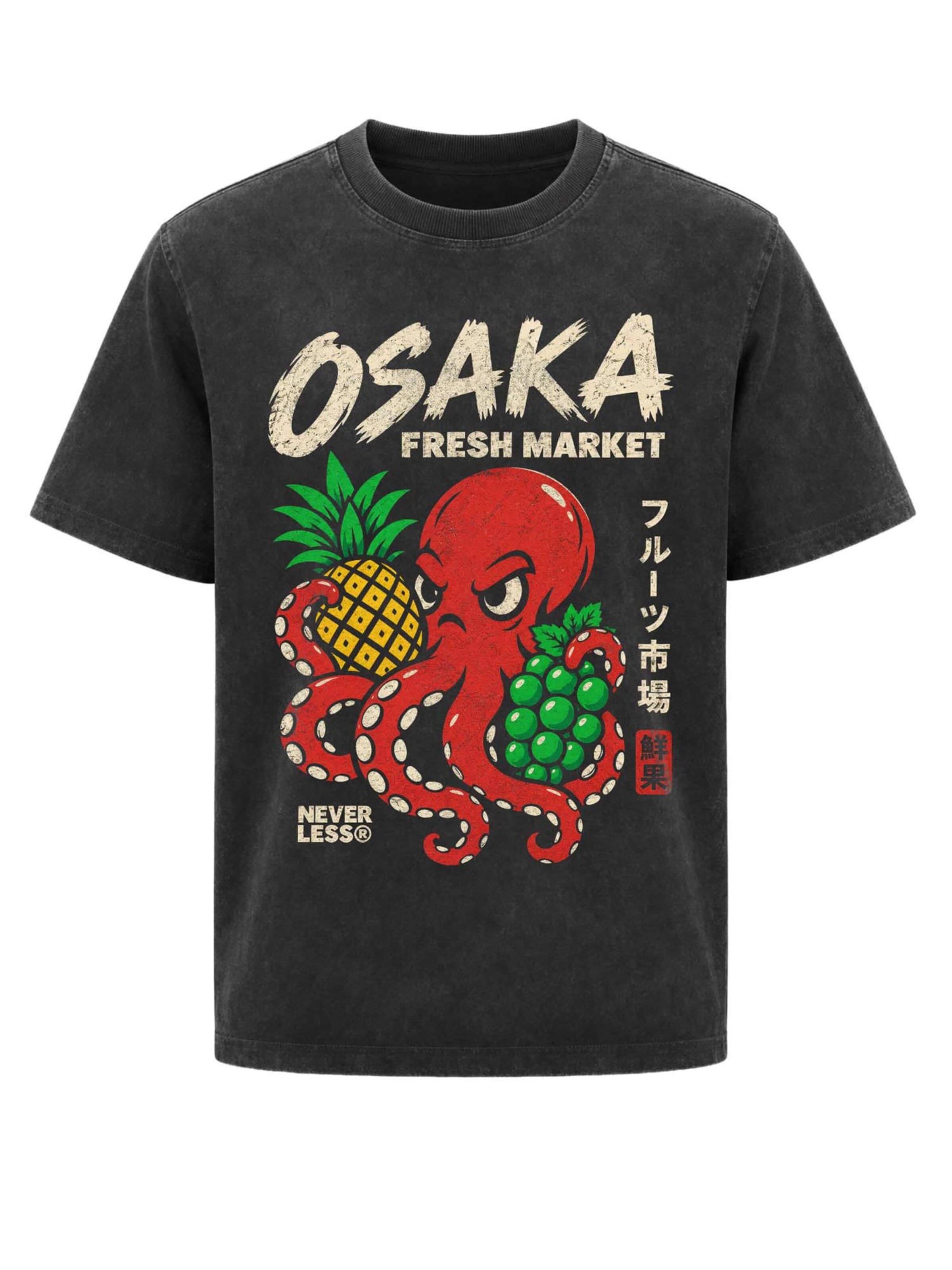 Neverless Shirt 'Osaka Fresh Market' in Grey: front