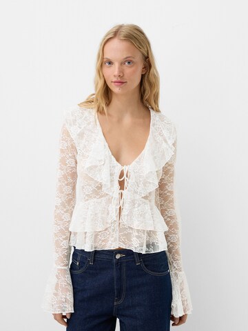 Bershka Bluse in Weiß: Vorderseite