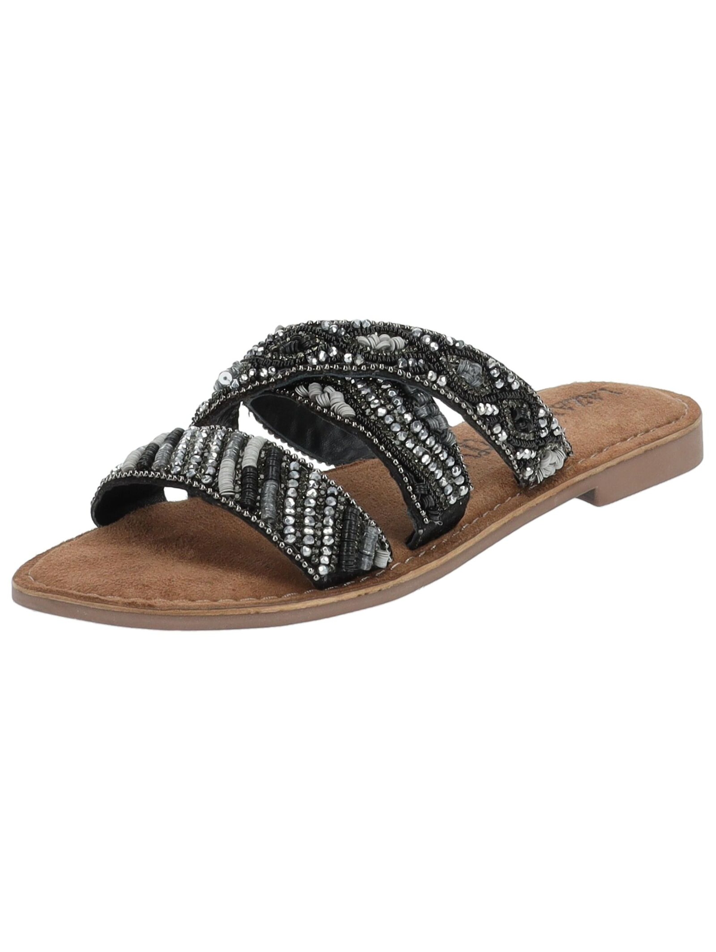 LAZAMANI Mules in Black: front