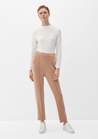 s.Oliver BLACK LABEL Tapered Pleated Pants in Brown
