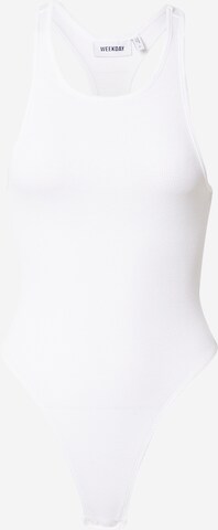 WEEKDAY Боди-футболка 'Adley' в Белый: спереди