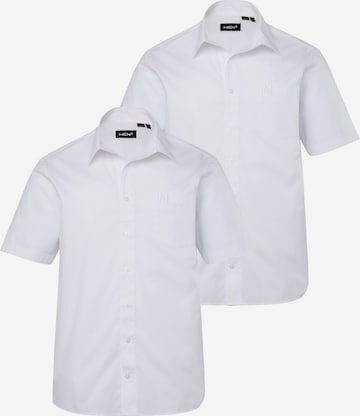 Men Plus Comfort fit Overhemd in Wit: voorkant