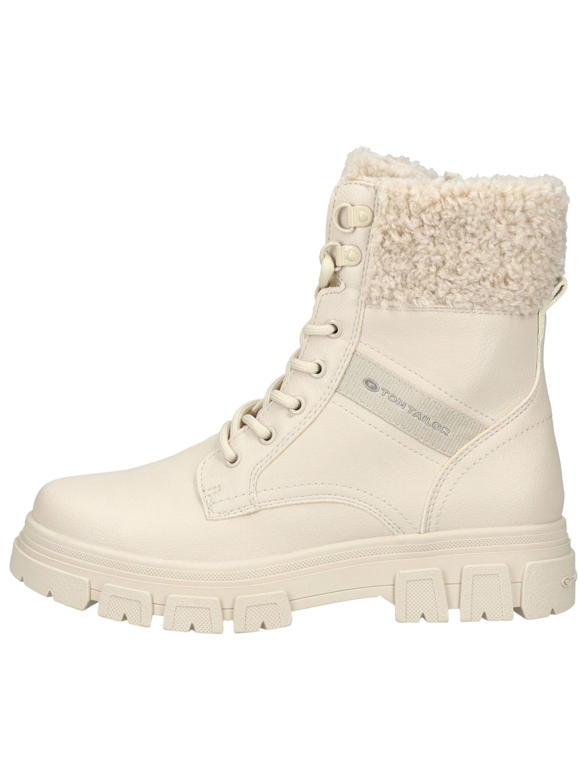 TOM TAILOR Schnürstiefelette in Beige