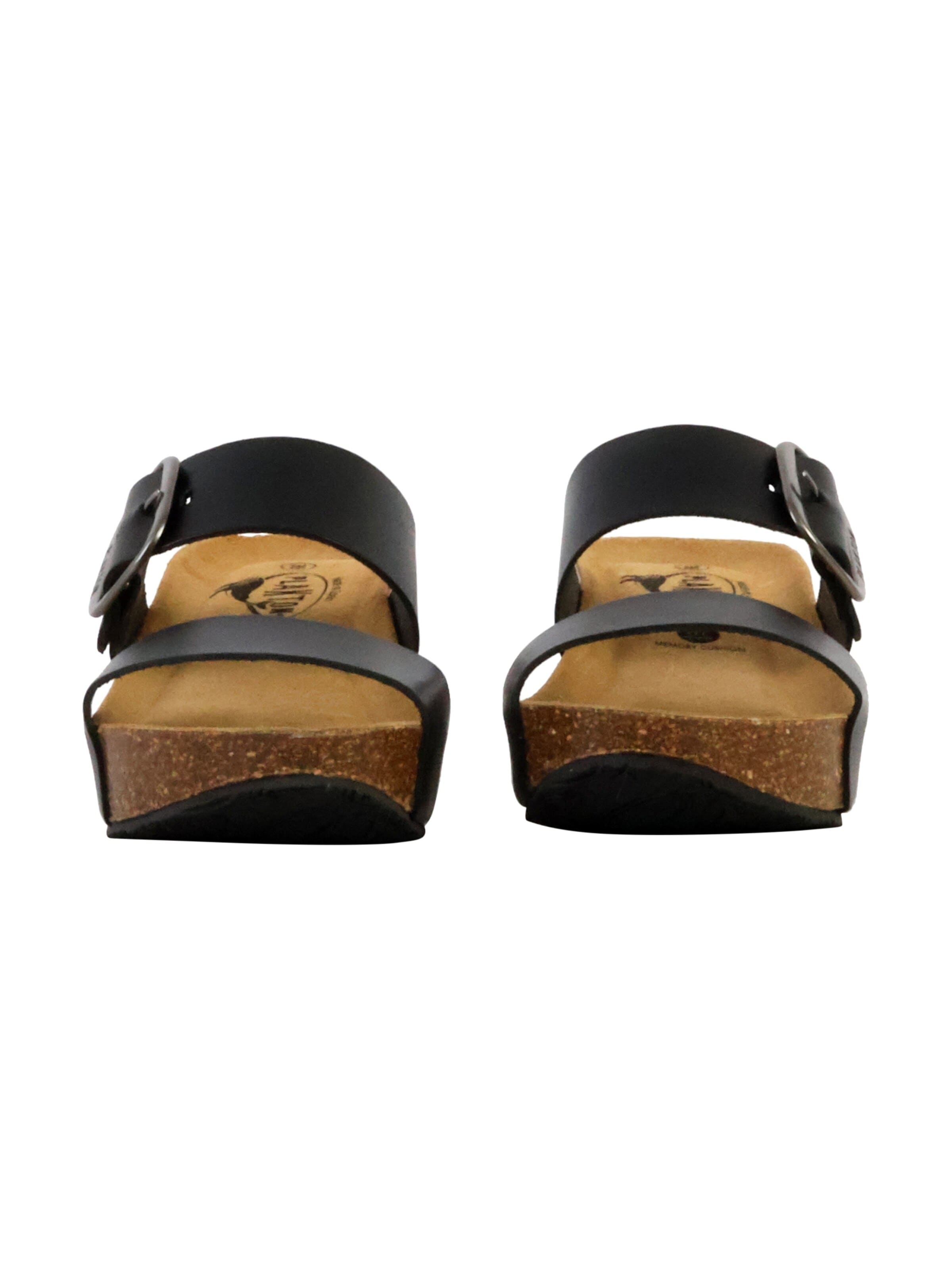 Mule 'So Rock Keilabsatz-Pantoletten aus Leder' Plakton en noir