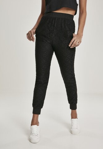 Urban Classics Tapered Pants in Black: front