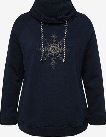 Sweat-shirt Ulla Popken en bleu : devant