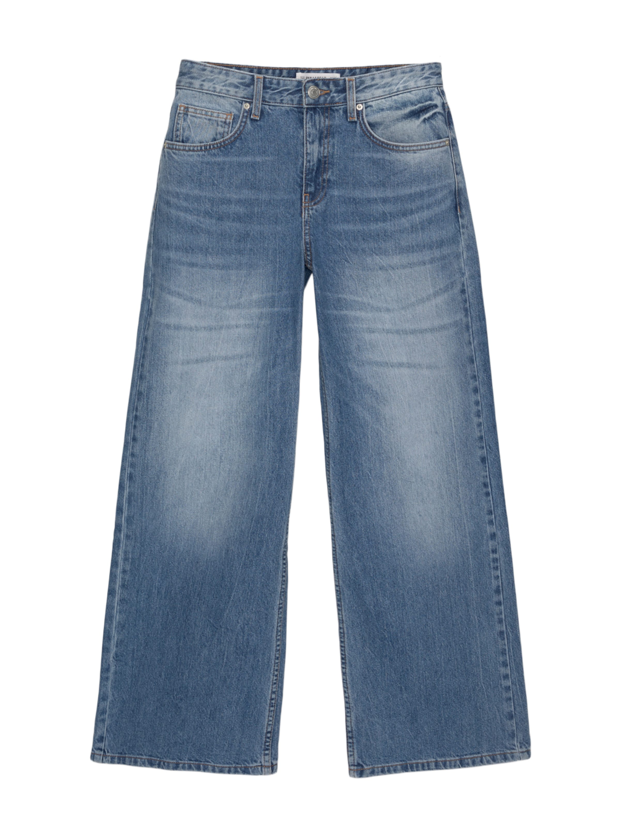 Pull&Bear Wide leg Jeans in Blue: front