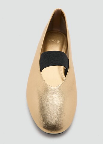 MANGO Ballet Flats with Strap 'Orio' in Gold
