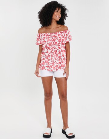 Threadbare Blouse 'THB Coronation Bardot Top' in Red