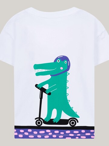 SATURNDAY Shirt 'Krokodil auf Scooter' in Wit