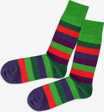 DillySocks Socken in grasgrün / dunkellila / karminrot, Produktansicht