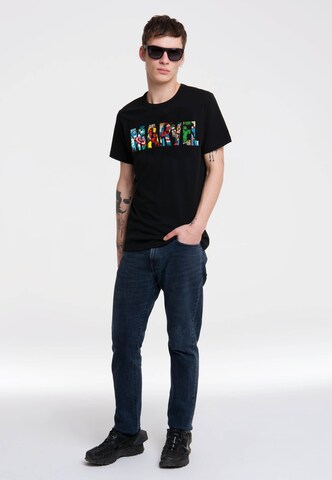 LOGOSHIRT Shirt 'Marvel Comic Colour Logo' in Black