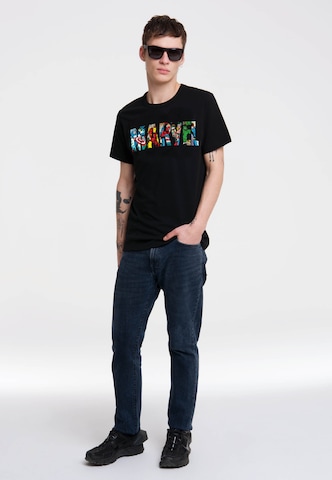 LOGOSHIRT Shirt 'Marvel Comic Colour Logo' in Black