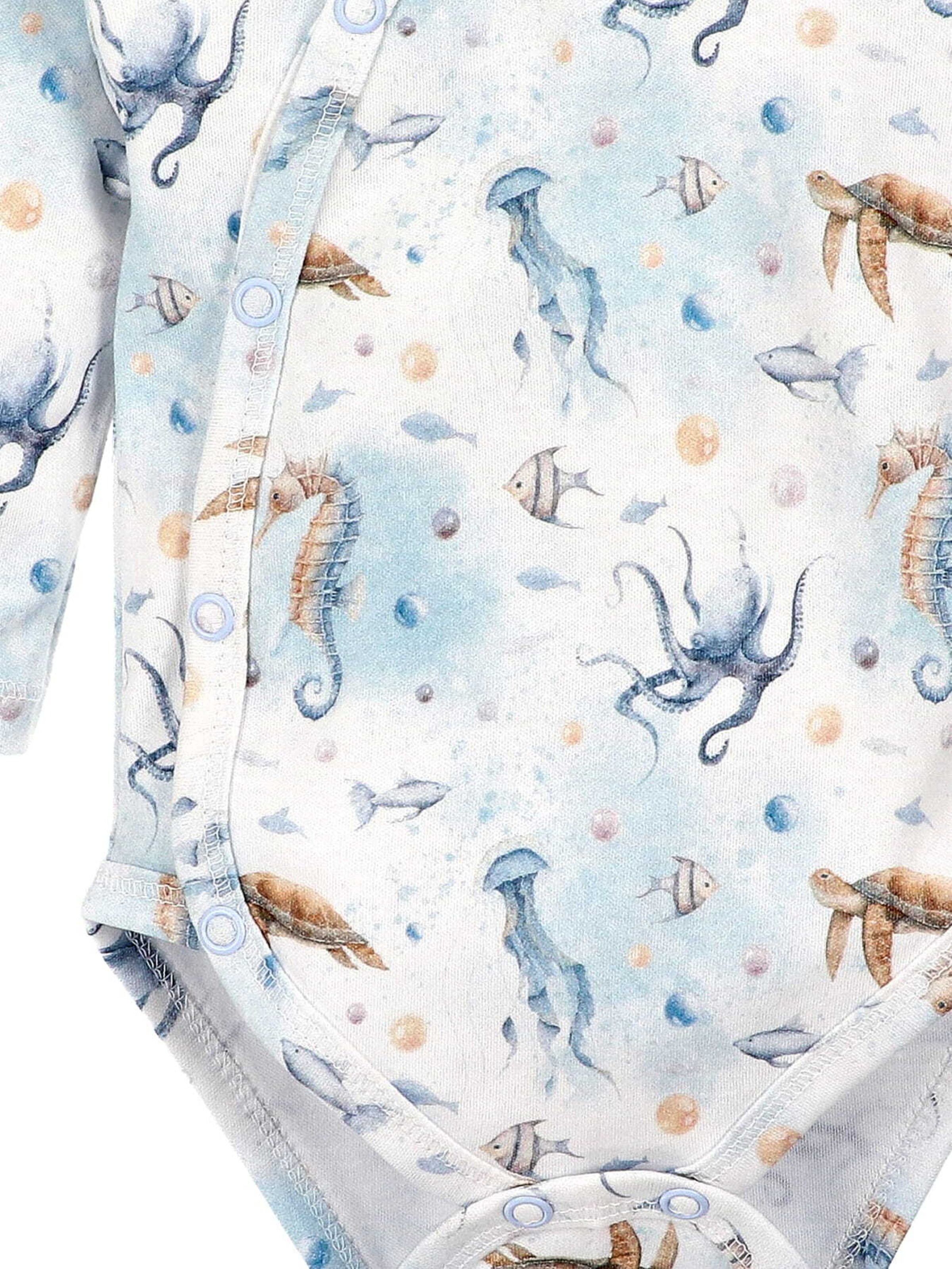 Barboteuse / body 'Meerestiere' NINI en bleu