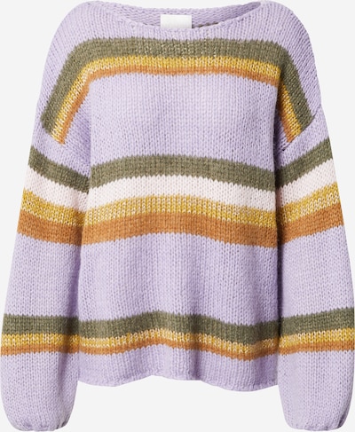 NÜMPH Pullover 'CHARON' in khaki / lavendel / orange / dunkelorange / weiß, Produktansicht