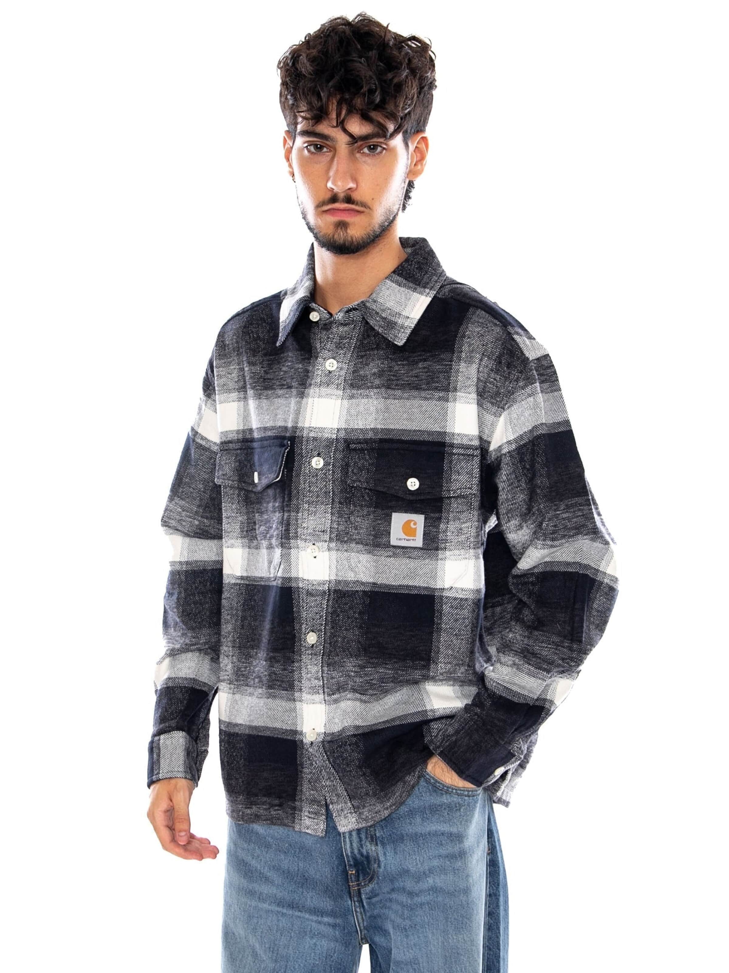 Carhartt WIP Comfort fit Overhemd 'L/S ESTERSON SHIRT DARK NAVY' in Blauw: voorkant