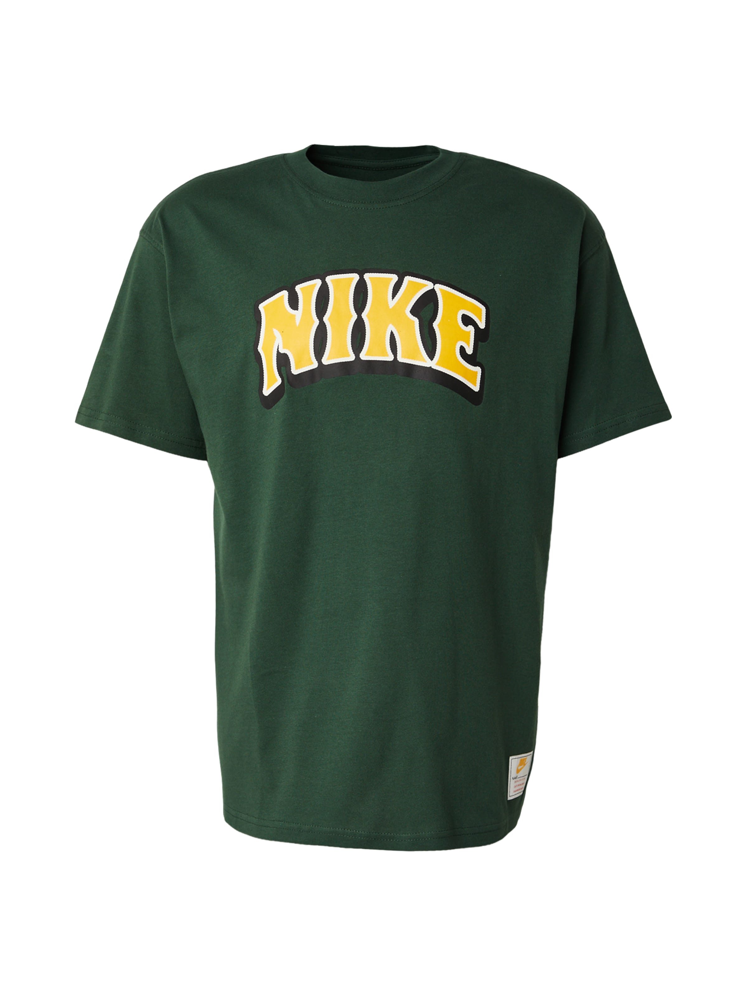 Nike Sportswear T-Shirt 'BBALL DUNK' in XS in gelb / dunkelgrün / schwarz / weiß, Produktansicht