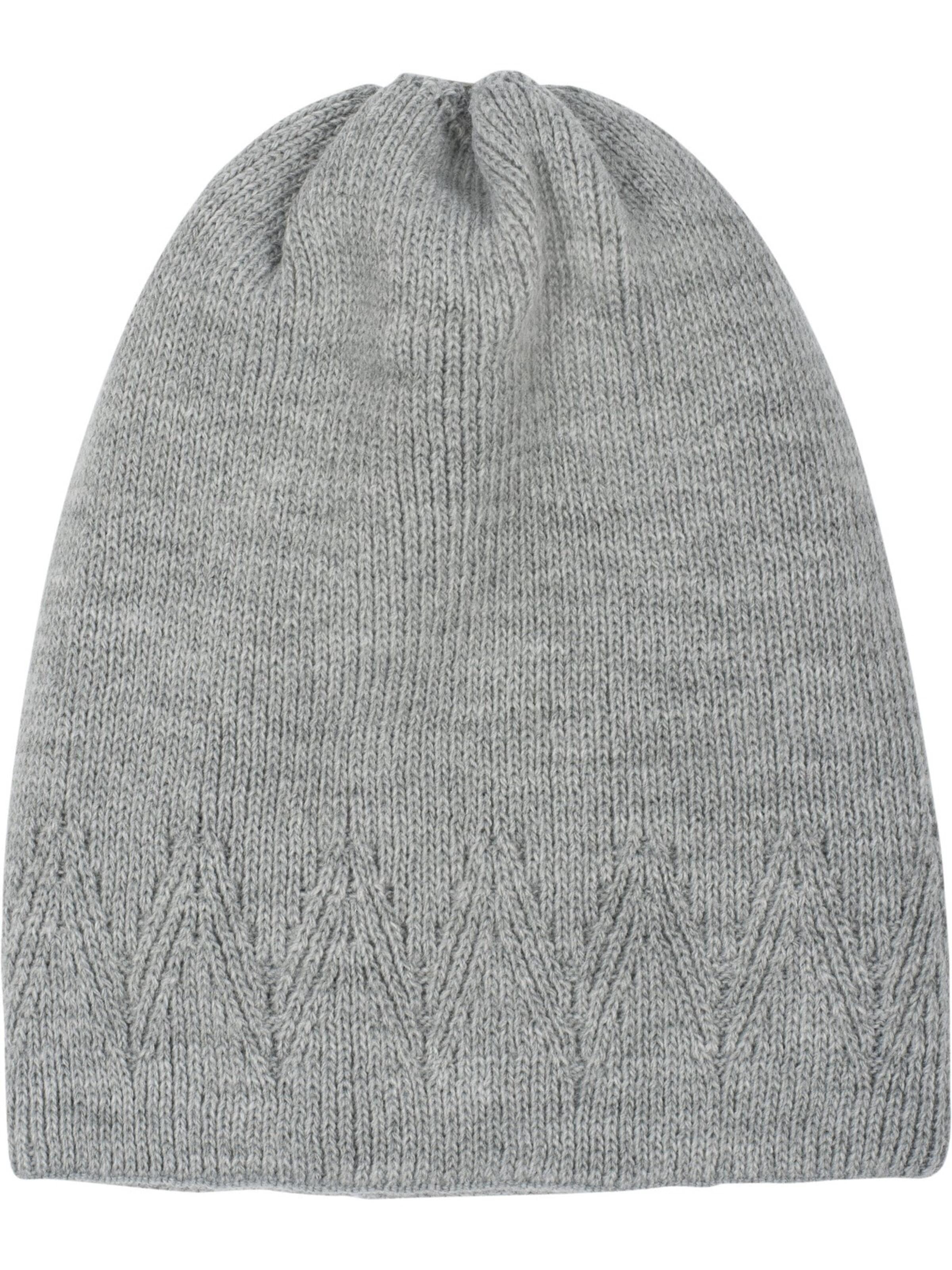 styleBREAKER Mütze 'Strick Bommelmütze mit Zacken Muster'‌‌‌‌‌‌‌ in Grau