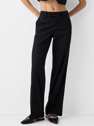 Wide Leg Pantalon à plis Bershka en noir