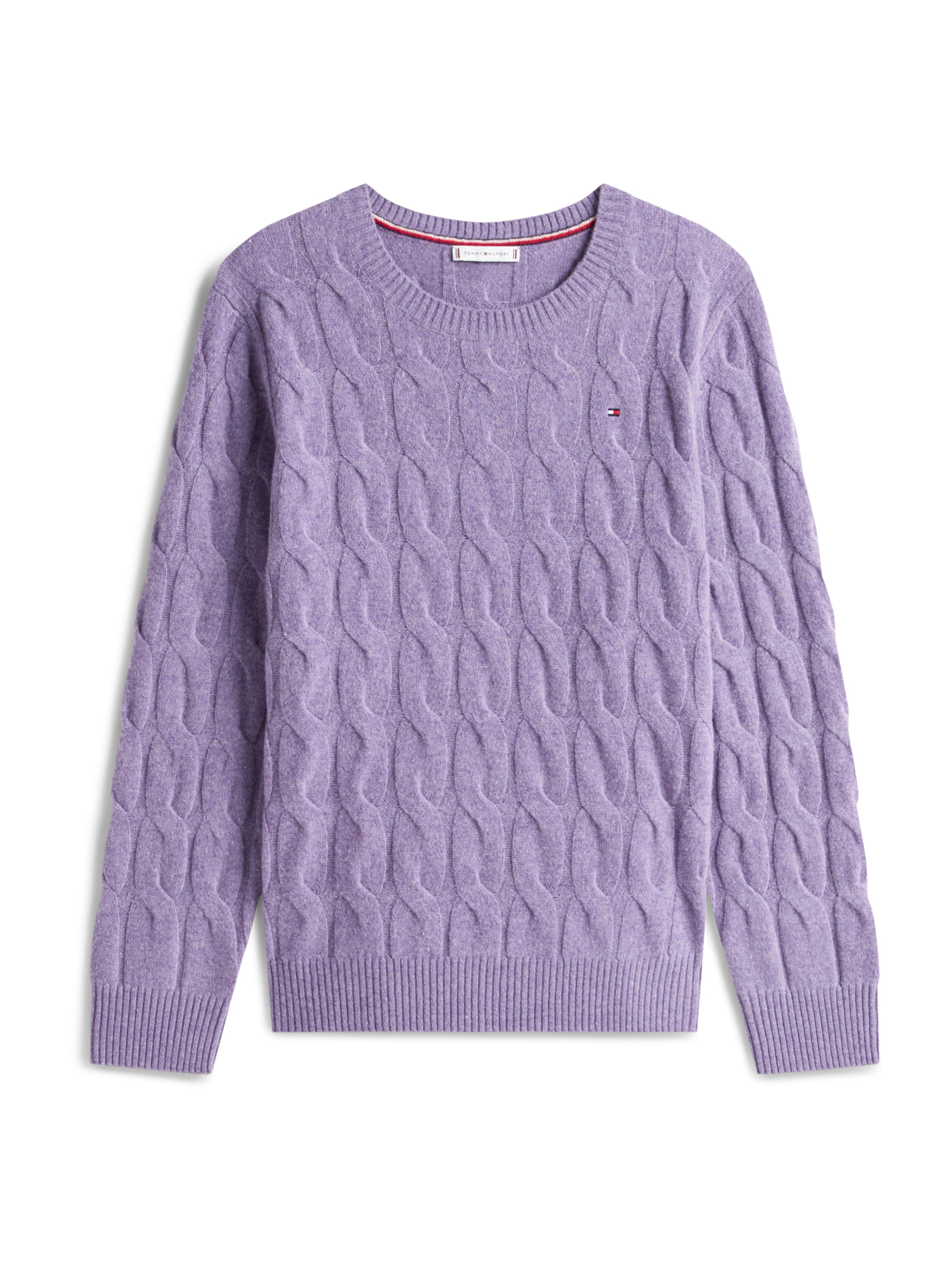 Pulover de la Tommy Hilfiger Curve pe mov: față