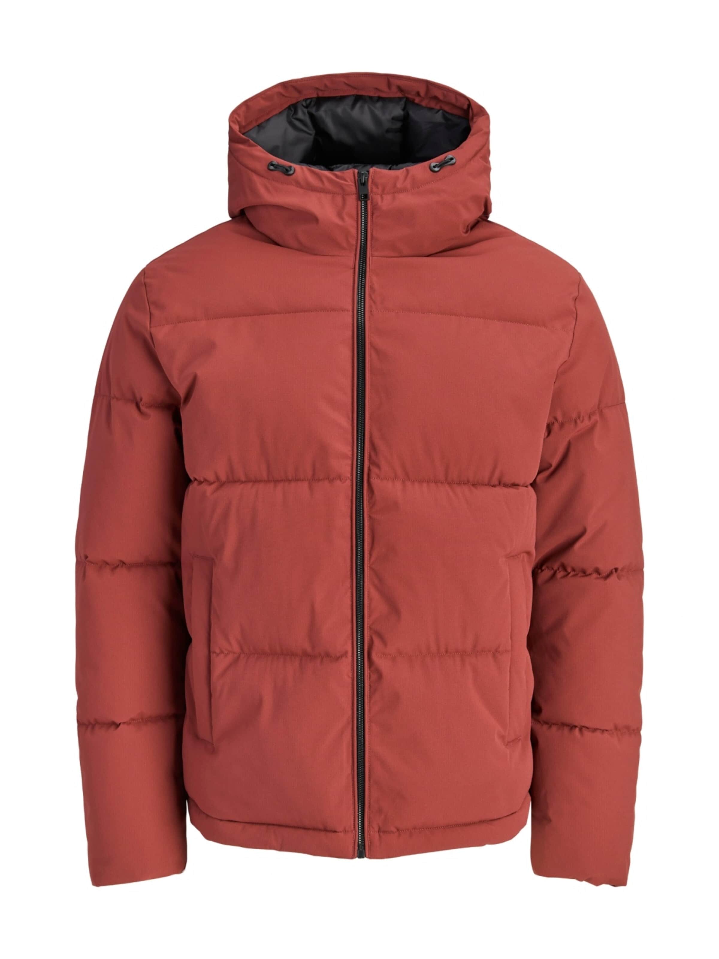 Geacă outdoor 'Jack & Jones Geaca barbati, cu gluga, Regular fit, JJGALAXY, Caramiziu' de la JACK & JONES pe roșu