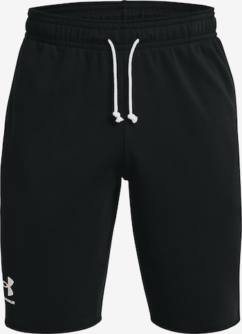 UNDER ARMOUR Workout Pants 'Rival Terry' in Black: front