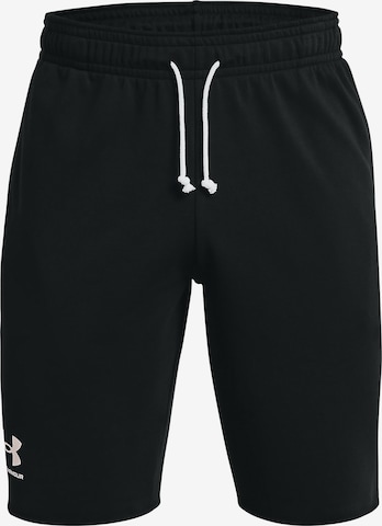 Regular Pantalon de sport 'Rival Terry' UNDER ARMOUR en noir : devant