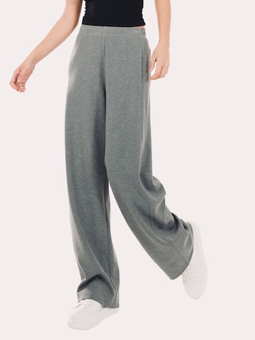 Regular Pantalon 'YOLIGEX Lockere Hose Melange Modal mit Gummibund' yoligex en gris