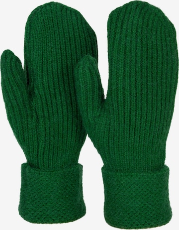 styleBREAKER Fingerhandschuhe 'Strick Fäustlinge mit gemustertem Bund' in Grün: Vorderseite