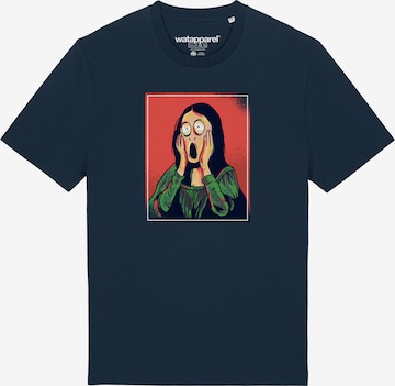 Watapparel Shirt 'Mona Lisa Scream' in Blue: front