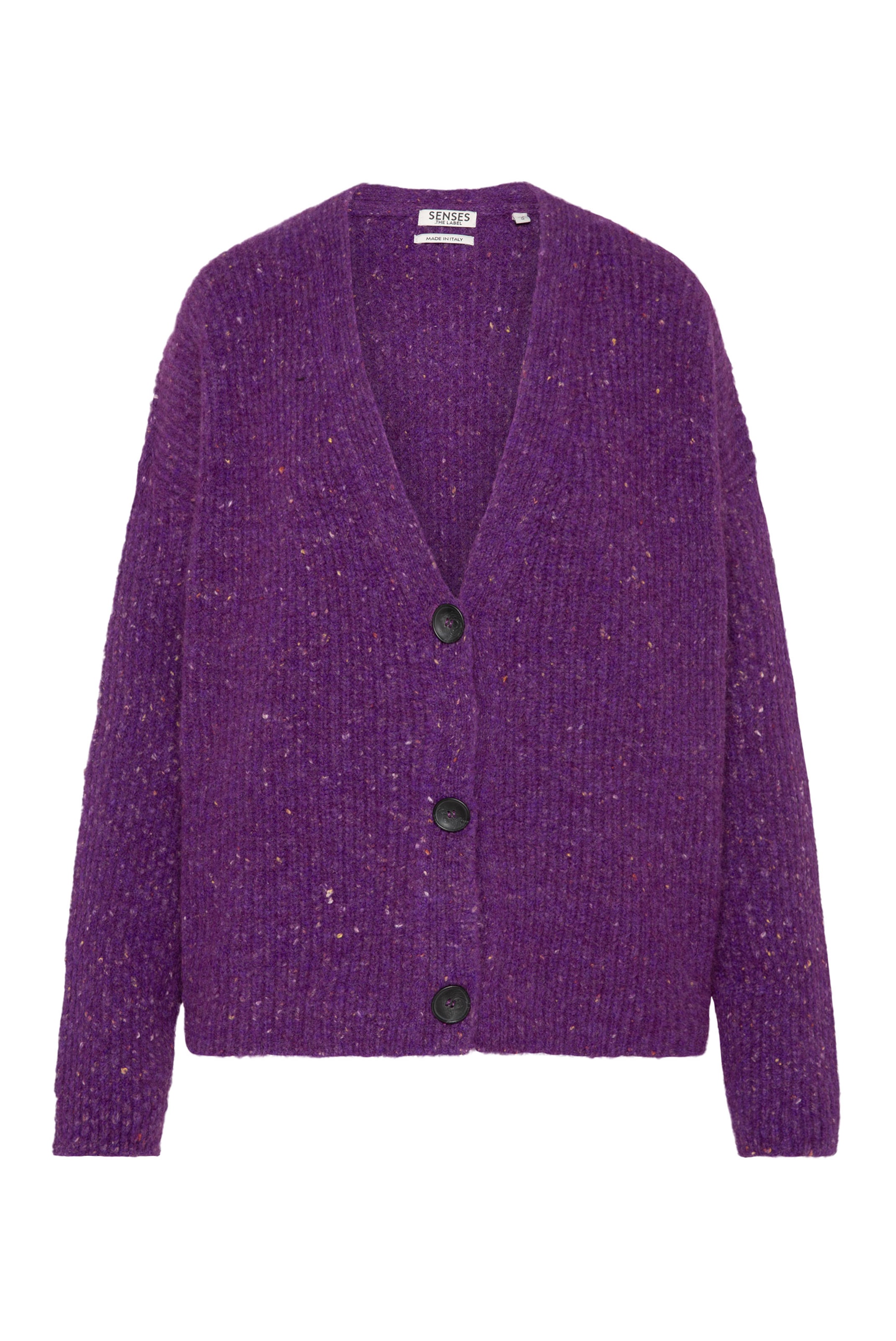 SENSES.THE LABEL Knit Cardigan in Purple: front