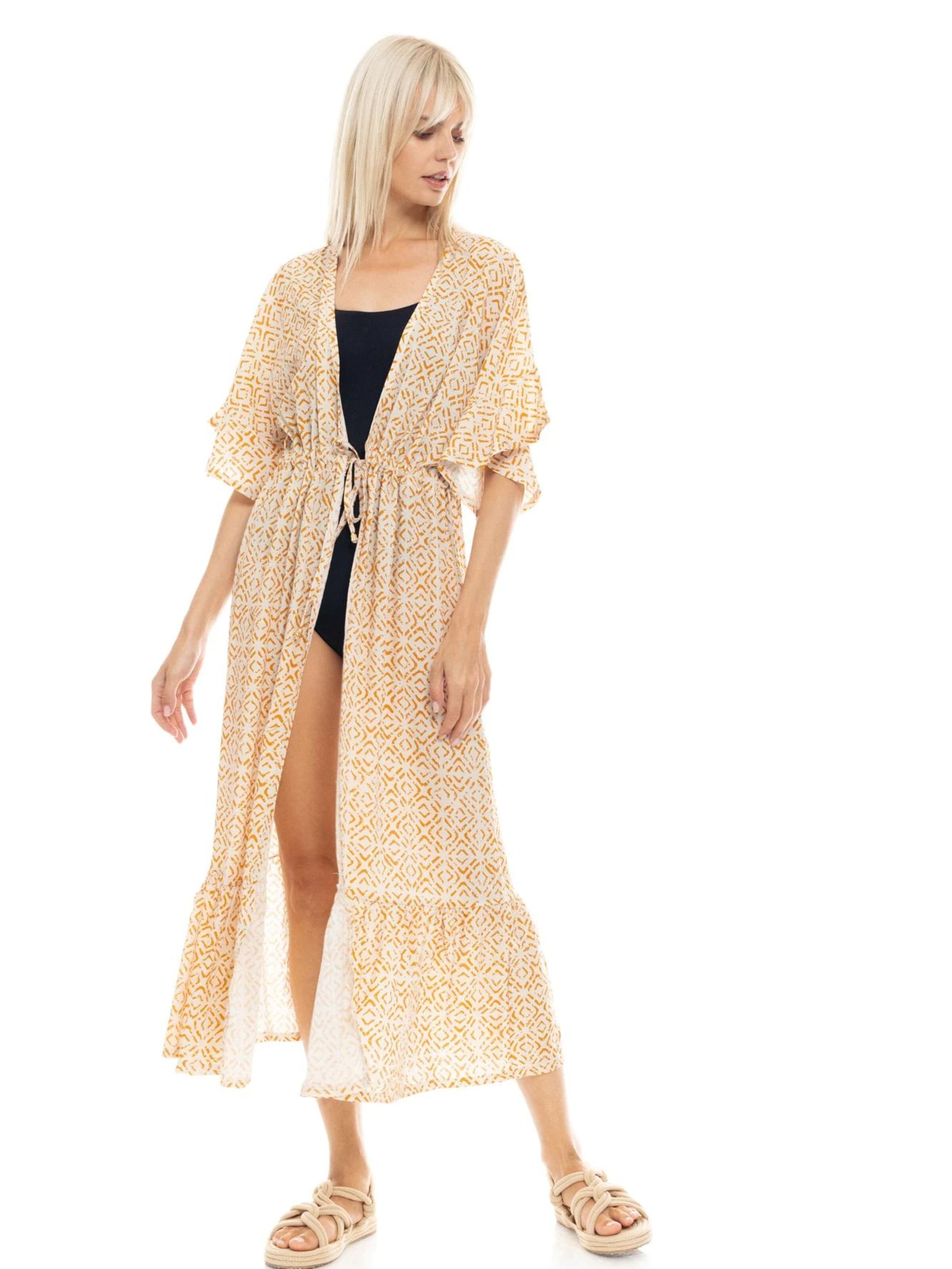 Pink Label Φόρεμα παραλίας 'BEACHWEAR SUNSET' σε κίτρινο: μπροστά
