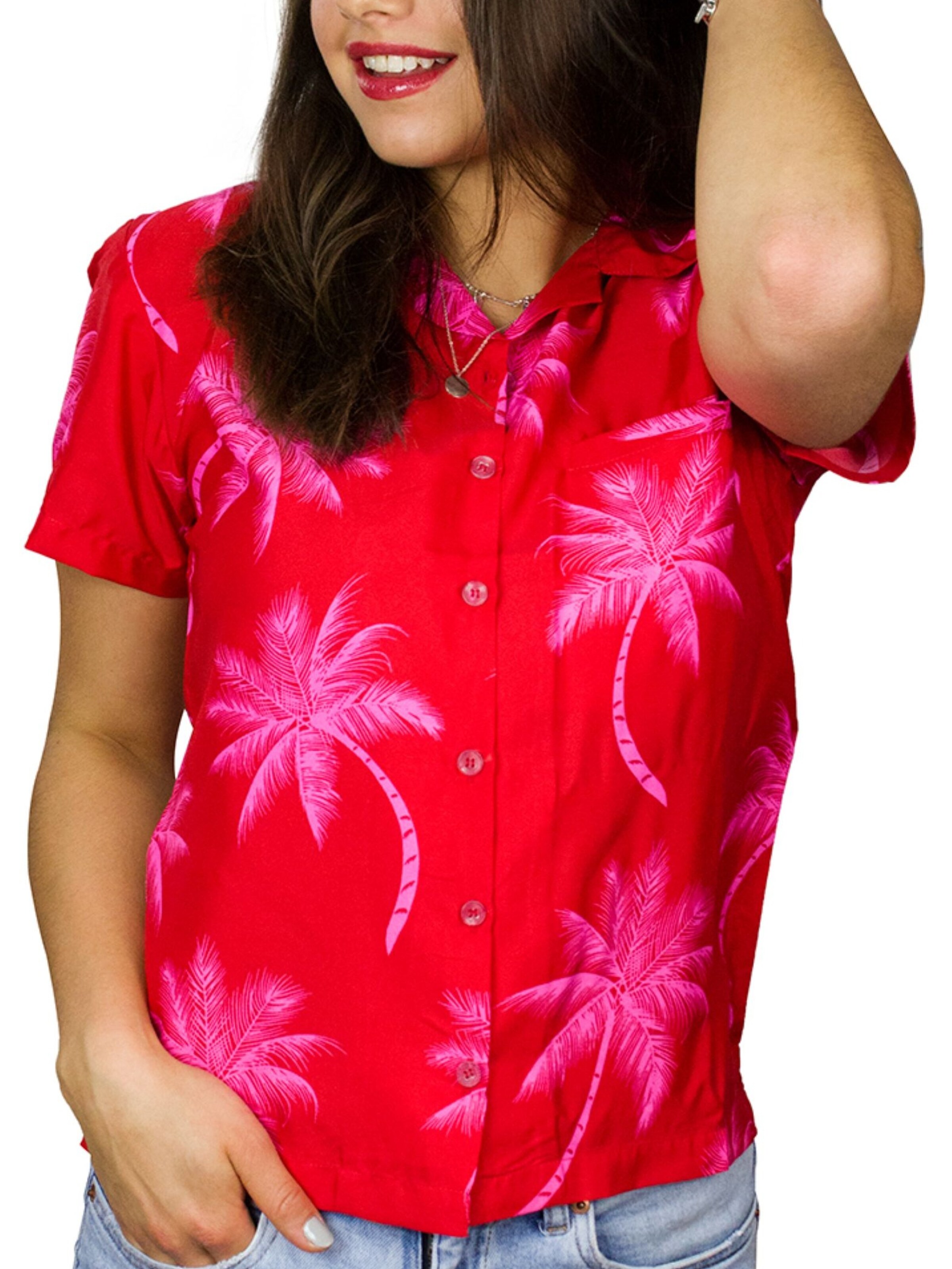 King Kameha Bluse 'Palmshadow'‌‌‌‌‌‌ in Pink
