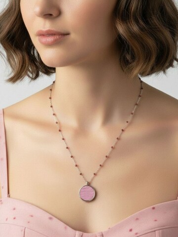 Sergio Engel Kette 'Beach Kette 03 Farbig akzentuierte Edelstahlkette mit Natursteinanhänger'‌‌‌ in Pink: Vorderseite