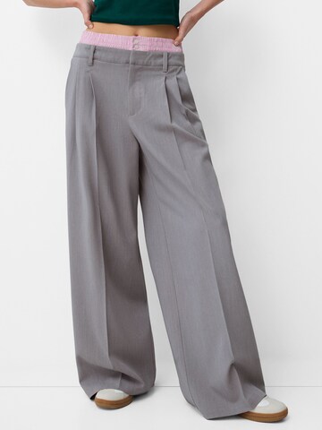 Bershka Wide Leg Hose in Grau: Vorderseite