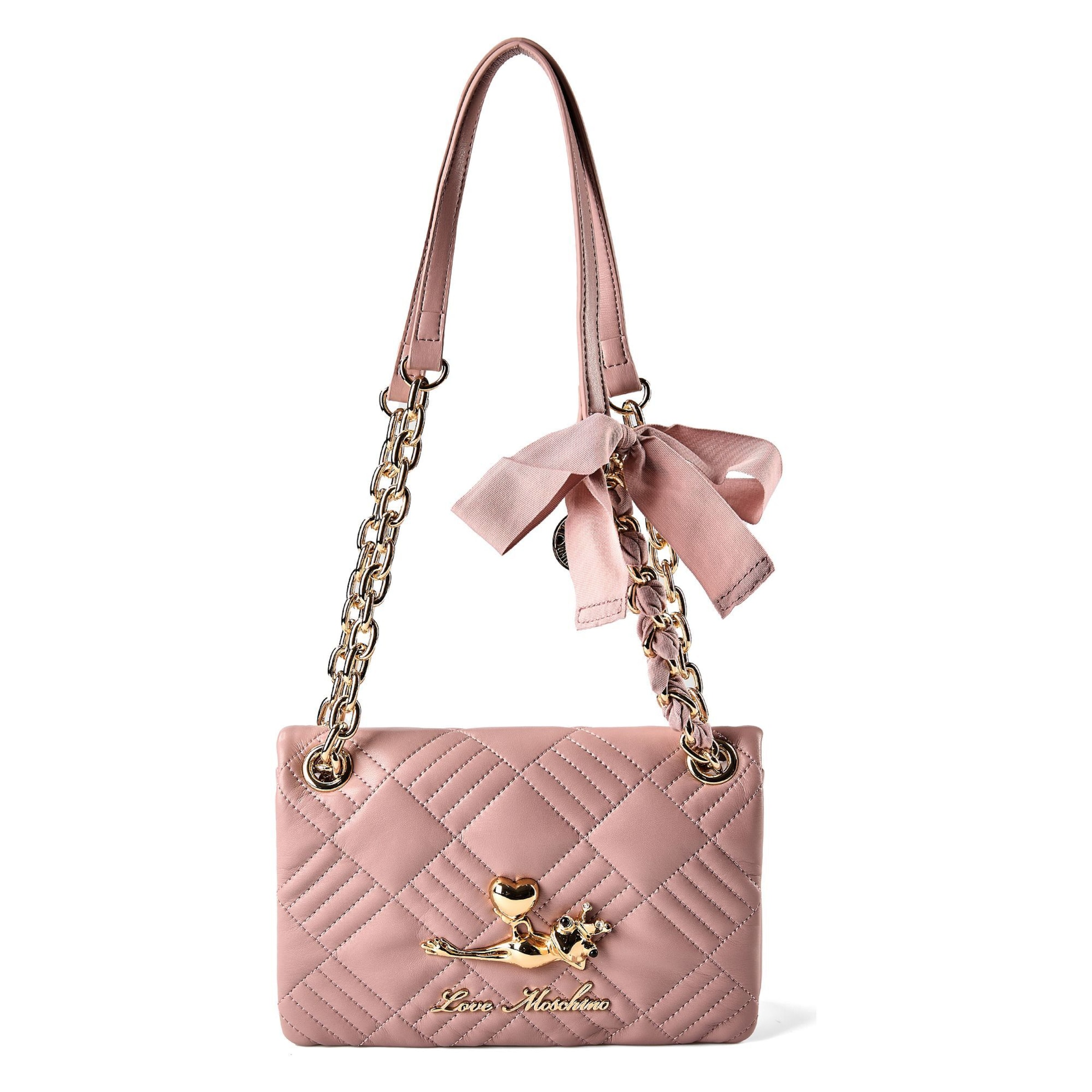 Sac bandoulière 'Frog' Love Moschino en rose : devant